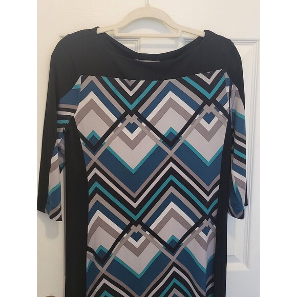 Banana Republic Dress Geometric Size Medium White, Black, Blue - Picture 3 of 8
